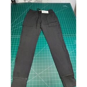 Grace & Lace Ribbed Jogger Pants Charcoal Gray Drawstring Pockets XS BK07